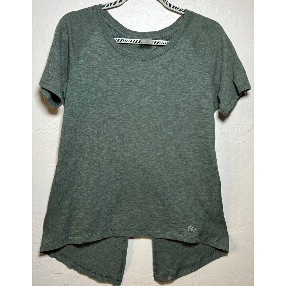 CALIA Carrie Underwood Womens S Sage Green Twist Back Open Back Athletic Top